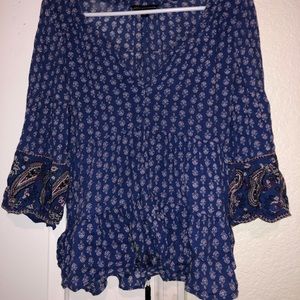 American Eagle blue boho blouse
